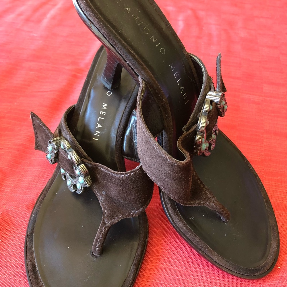LADIES BROWN SUEDE SANDALS